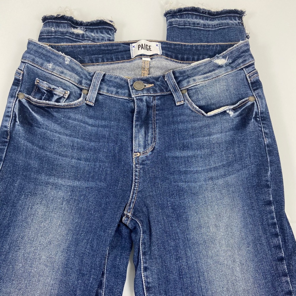 Paige Verdugo Ankle Jeans Women's Size‎ 28 Distressed Hem Medium Wash Denim